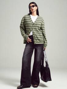 LYSMO Yellow Green Pocket Cardigan- Spring/Summer Vacation-2025New Arrival - Multicolor - View 1