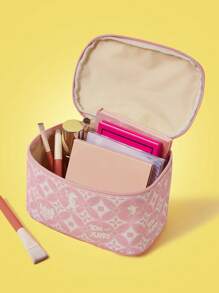 TOM & JERRY X SHEIN Pink Cartoon Print Makeup Organizer Bucket Bag - Pink - View 1