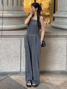DAZY Women's Solid Color Casual Loose Strap Jumpsuit For Women Lounge Sets For Women - Grey - View 7