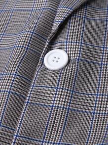 Manfinity Mode Men's Plaid Lapel Neck Long Sleeve Jacket And Pants Suit Set,Boyfriend Gifts - Grey - View 6