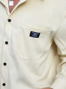 Manfinity Homme Plus Size Men Plain Color Casual Corduroy Shacket, Fashion & Everyday Wear, Fall - Apricot - View 3