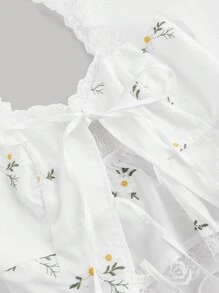 SHEIN MOD Top débardeur de style princesse avec nœud papillon central, en dentelle et style romantique pastoral. Débardeur de vacances pour femmes, à porter pour un anniversaire, la Saint-Valentin ou à la plage