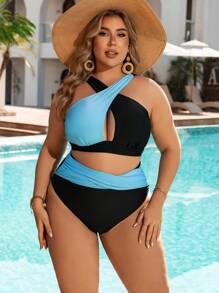 SHEIN Swim Curve Bộ bikini gợi cảm 2 mảnh chéo cho nữ cỡ lớn - Nhiều màu - Xem 5
