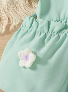 SHEIN 女童荷叶边泡泡袖公主风连衣裙，夏季时尚 - 綠色 - 查看 4