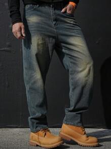 DAZY Men's Simple Pocket Design Casual Denim Jeans, Suitable For Daily Wear In Autumn - Blue - View 1