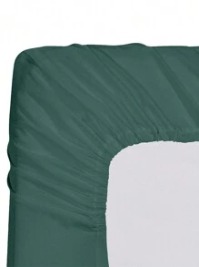 1pc Solid Color Fitted Sheet, Mattress Protector, Mattress Cover, Deep Pocket Fitted Sheet, Soft & Breathable, Fits Various Bed Sizes - Twin, Full, Queen, King, Essential Bedding For Home & Dorm - Dark Green - View 6