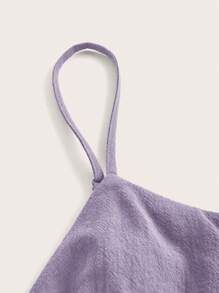 SHEIN EZwear Women's Solid Color Spaghetti Strap Pleated Casual Dress,Pastel Dresses For Women - Lilac Purple - View 3