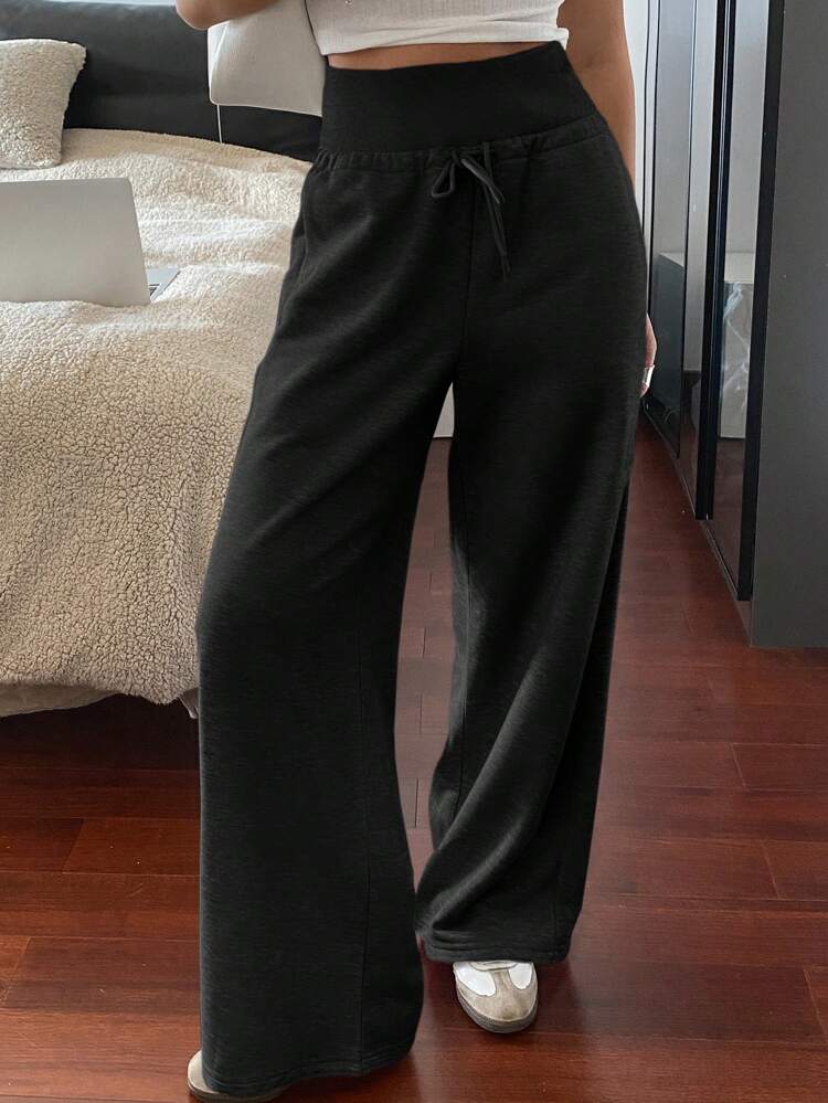 Women's Casual Sports Solid Color Loose Drawstring Waist Sweatpants, Spring/Summer Women Joggers