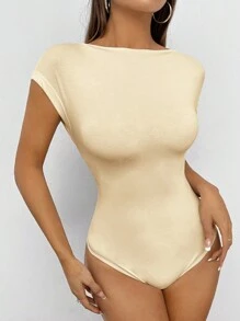 SHEIN PETITE 女士时尚纯色露背紧身衣