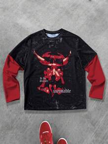 Manfinity EMRG Camiseta de hombre con mangas de contraste y parches con estampado - Multicolor - Ver 1