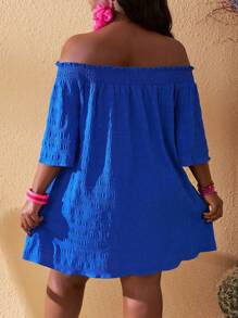 Slaydiva 大码度假休闲露肩印花衬衫