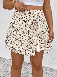 SHEIN Frenchy شورتات كاجوال بطباعة الأزهار للمرأة البدينة، متعددة الاستخدامات للربيع والصيف - متعدد الألوان - مشاهدة 1