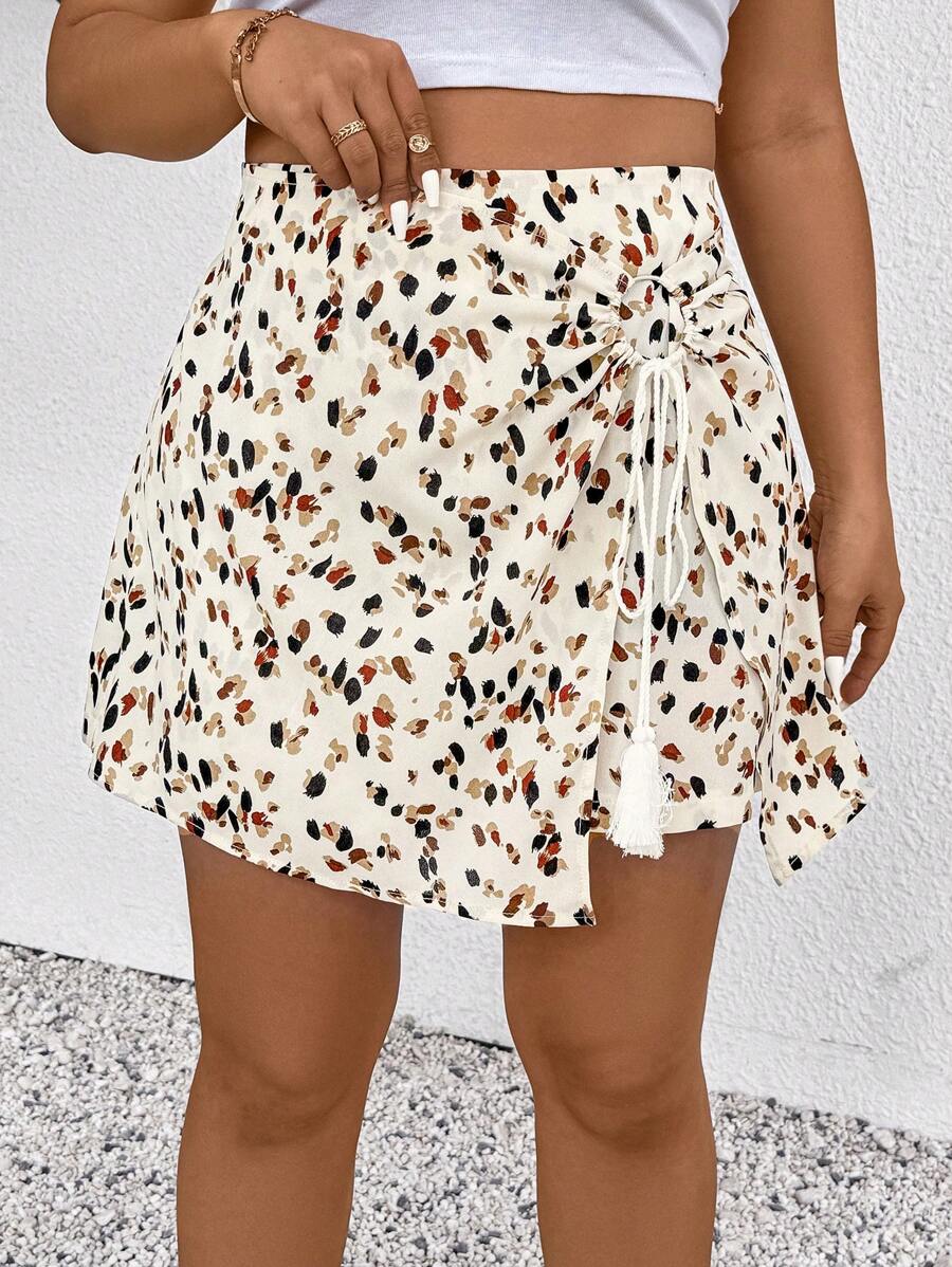 SHEIN Frenchy شورتات كاجوال بطباعة الأزهار للمرأة البدينة، متعددة الاستخدامات للربيع والصيف - متعدد الألوان - مشاهدة 1