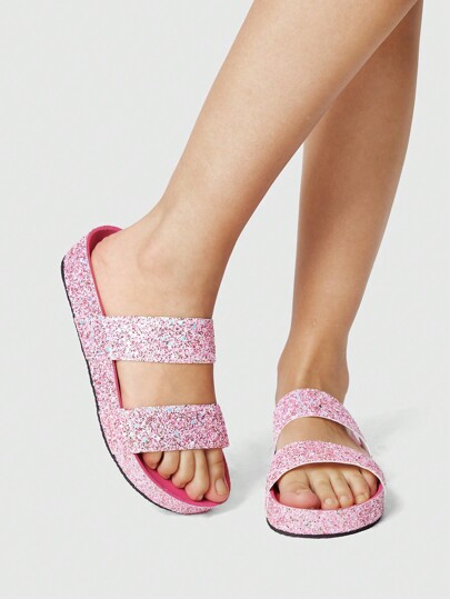Kawaii Sandalias de mujer de estilo rock punk oscuro con una hebilla, sandalias de plataforma de cuña con slip-on, de estilo romano para la playa con strass, para vacaciones