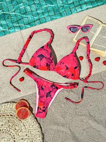 SHEIN VCAY 女士花卉印花性感比基尼泳装下装，适合夏季海滩度假，春夏装，夏季服装，情人节，女士度假服装，女士海滩服装，节日，浪漫优雅服装，波西米亚风，波西米亚风，甜美，狂欢节服装，热带度假女装，狂欢节