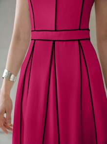 MOTF PREMIUM 对比滚边连衣裙 - 玫紅色 - 查看 2