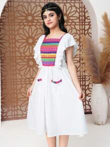 Vestido sencillo y casual sin mangas para uso diario de chicas adolescentes, de moda - Multicolor - Ver 6
