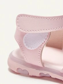 Cozy Pixies Sandalias rosas para niñas con decoración en forma de conejo y corazón, zapatos versátiles y lindos con luz