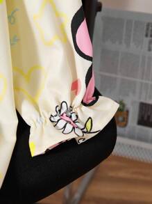 SHEIN Leap Crew Young Girl Ditsy Floral Long Sleeve Button-Down Oversized Blouse - White - View 5