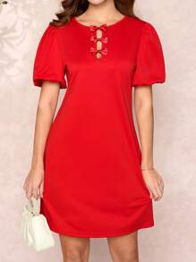 SHEIN Clasi Women's Butterfly Petal Sleeve Valentine's Day Dress Festival