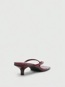 CUCCOO BIZCHIC Giày sandal đế thấp mũi vuông bằng da bóng màu đỏ tía thoải mái, thời trang khi đi làm, hẹn hò, tiệc tùng, ngày lễ - Màu Đỏ Sâu - Xem 8