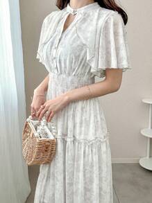 FRIFUL Women's Long Ditsy Floral Chiffon Dress With Shawl, Suitable For Dating, Summer' Sundress