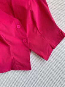 Comfortcana Women's Simple Solid Color Sleeveless Suit Vest Jacket In Fall/Winter - Hot Pink - View 3