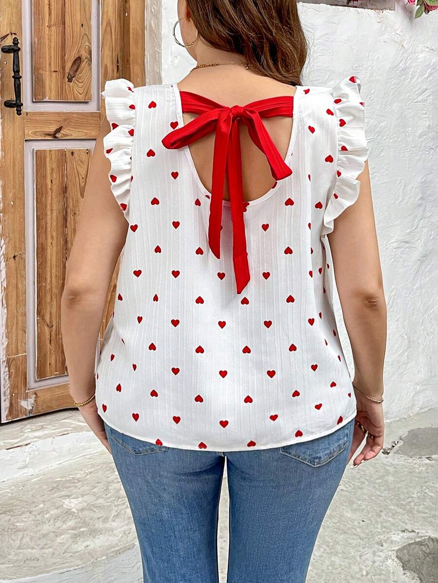 SHEIN LUNE Plus Size Solid Color Splicing Backless Tie Simple Shirt, Casual & Holiday - White - View 1
