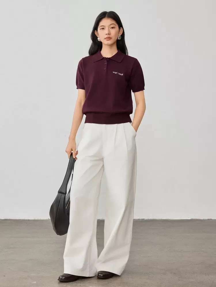 Women's Casual Embroidered Letter Short Sleeve Knitted Top, Business Casual, Back To School , Teacher