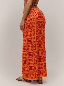 Forever 21 女士节日性感休闲橙色手工编织长裙 - 橘色 - 查看 2