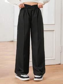 SHEIN 1pc Straight Leg Pants For Teenage Girls, Spring/Summer