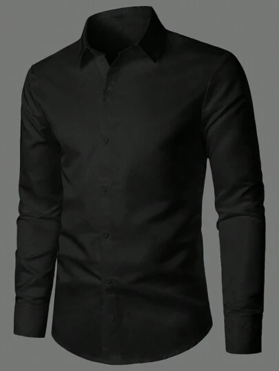 EURMUSE 100%Cotton Men's Solid Color Long Sleeve Shirt