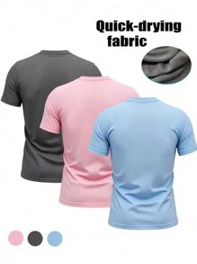 Manfinity Dauomo 男士纯色 V 领短袖休闲 T 恤 - 彩色 - 查看 2