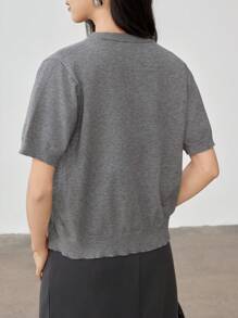 Dazy-Less 2 Pieces Knitted Vest Sweater & Cardigan Set For Women Old Money - Grey - View 5