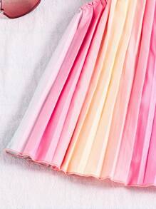 2pcs Tween Girl Ombre Color Spaghetti Strap Jumpsuit Set, Suitable For Holiday And Leisure Wear,Holiday,Summer,Travel - Multicolor - View 5