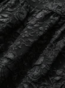 FRIFUL Women's Black Dress With 3D Textured Ruffle, Sleeveless, Elegant Resort Summer Wear Sundress