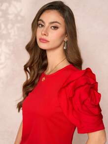 SHEIN Clasi Women's 3D Rose Romantic Valentine's Day Dress, Valentine's Outfit Festival