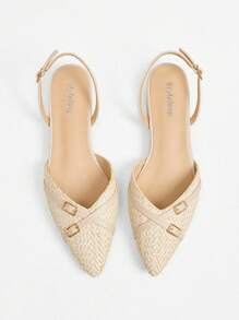 Styleloop Women's Pointed Toe Slip-On Flats, Gold Casual Outdoor Daily Boat Shoes, PU Leather Soft Sole Fashion Versatile Loafers, Suitable For Dresses - Apricot - View 4