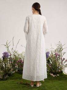 Al Najma 女士方领撞色蕾丝阿拉伯风格连衣裙，端庄