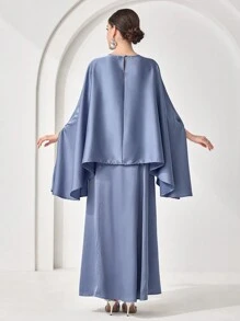 Veilorie Conjunto de top de manga tipo murciélago y falda elegante para mujer, conjunto de estilo árabe