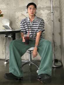 DAZY Men's Green Stripe Decorated Track Pants, All Season - Green - View 3