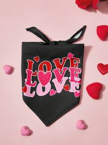 PETSIN 1 pezzo Bandana universale per cani e gatti, con stampa di lettere d'amore nere, per la Festa di San Valentino