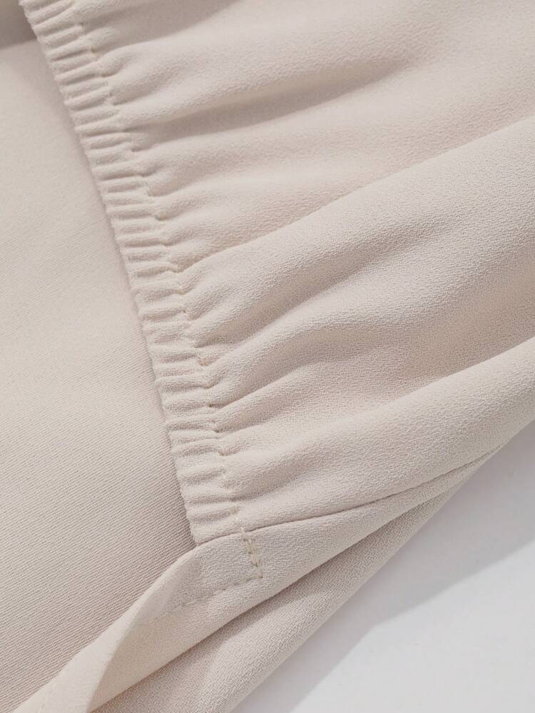 2pcs/Set Women Casual Commuting Crossed Wrap Short Sleeve Top And Pants Set