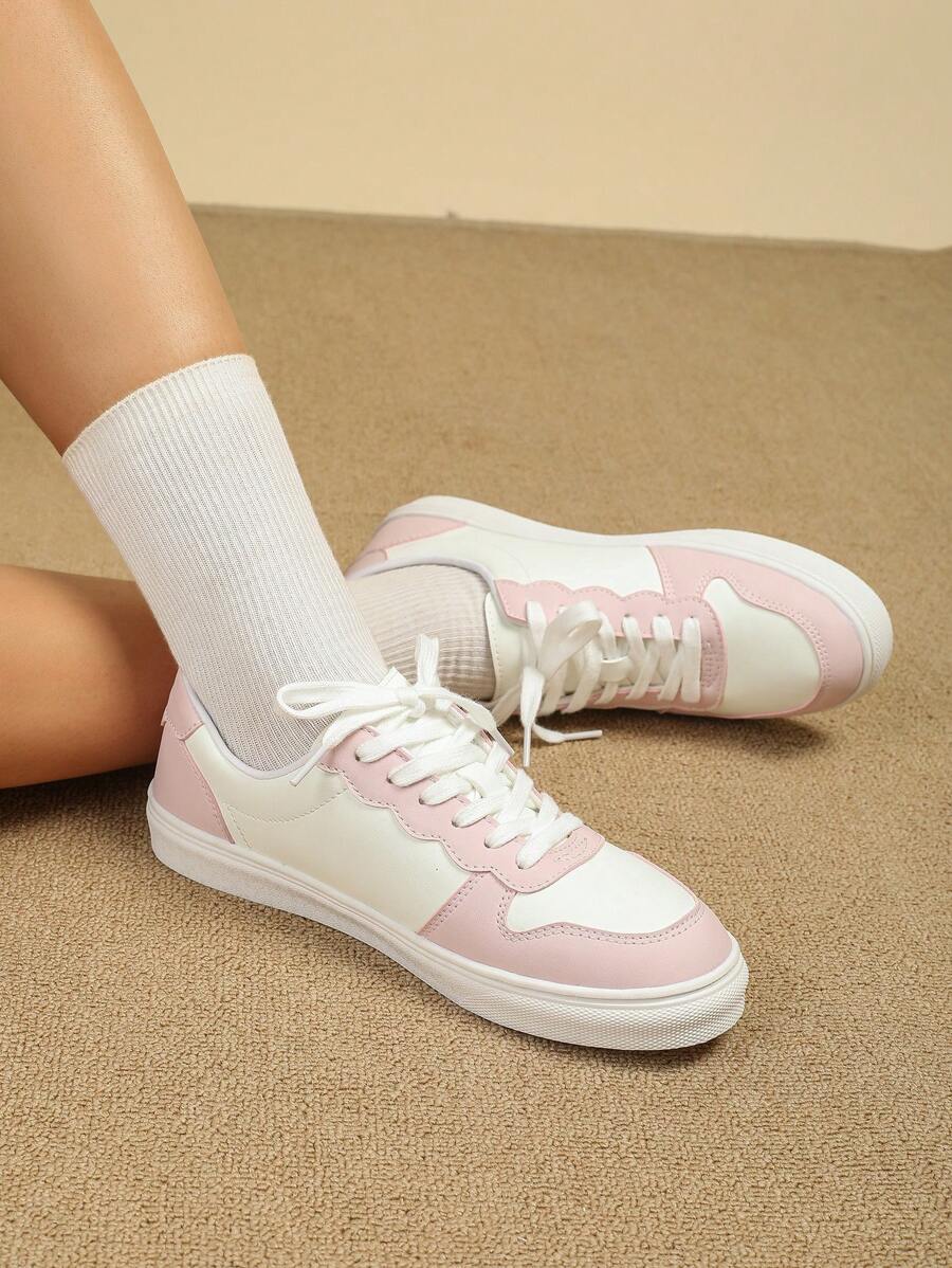 CUCCOO EASI Women's Round Toe Lace-Up Flat Casual Sneakers, Athletic Sports Shoes, Suitable For All Seasons Spring Summer Shoe Tainers