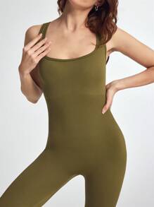 Eassivo Eassivo Nahtloser High-Stretch Sport Yoga Jumpsuit für Damen - Armeegrün - Übersicht 5
