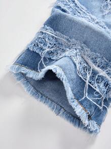 休闲时尚百搭舒适重磅水洗，街头风图案刺绣贴片，街头服饰户外潮流单品，适合青少年男孩 - 中等水洗藍 - 查看 4