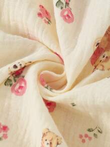 Ensemble de pyjama court à manches courtes pour jeune fille, motif ours et rose mignon, doux et confortable - Multicolore - Voir 6