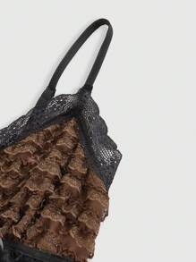 ROMWE Hippie Plus Size Women's Asymmetrical Hem Multi-Layer Tank Top With Vintage Floral Flocked Pattern - Multicolor - View 4