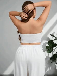 Firerie Plus Size Romantyczna moda Randka Noc Kwiatowy 3D Skrócony Top Cami i Dopasowane Białe Spodnie Strój na sezon ślubny; Elegancka praca Dojazdy Biuro Inteligentny ośrodek Popołudniowa herbata Seksowna randka Noc Festiwal muzyczny Impreza INS Moda Vintage Collegiate Plaża Sesja zdjęciowa