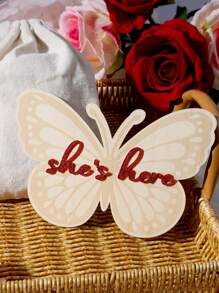 SHEIN Butterfly-Shaped Baby Milestone Wood Discs, Newborn Photo Props For Girls - Multicolor - View 3